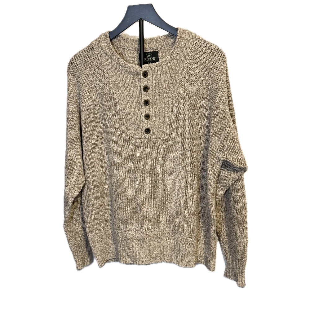 RedHead‎ Henley Sweater Men's Large Brown Crewneck Cotton Blend Outdoor Casual
